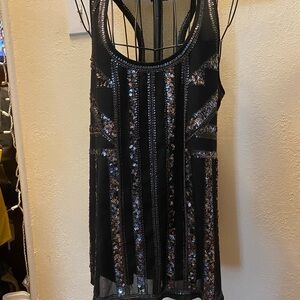 Express Black Sequin Embellished Tank Top
